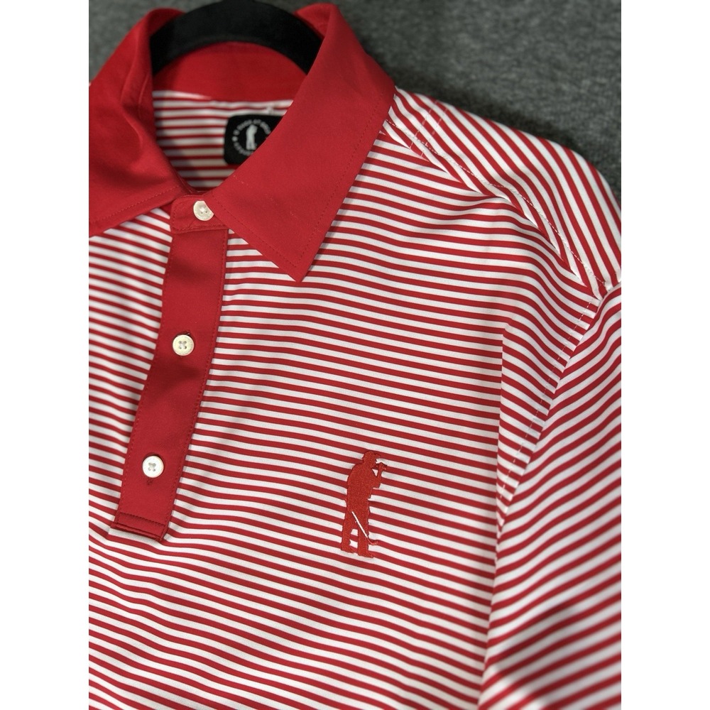 USAG You Suck At Golf Polo Shirt Men's Large Performance Red‎ White Stripe S/S